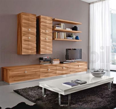Модульная стенка из натурального ореха коллекции DIAMANTE