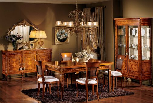 Ансамбль для гостиной-столовой из натурального дерева