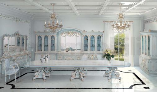 Белоснежный столовый гарнитур от итальянской компании.