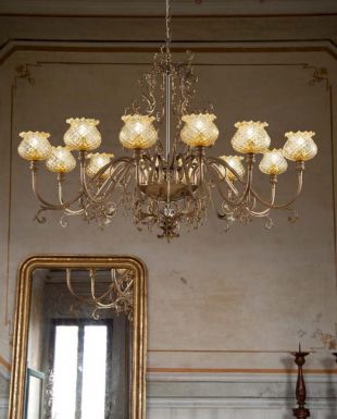 Большая люстра с абажурами