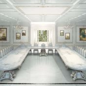 Большой стол со стульями от Bazzi.