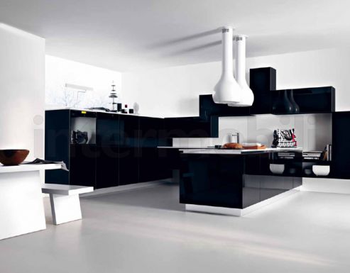 Кухня Ariel черно-белая