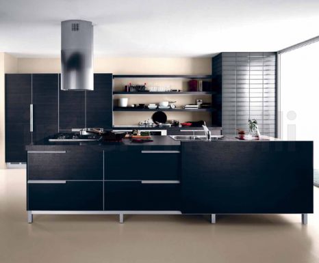 Кухня Ariel черно-белый дуб