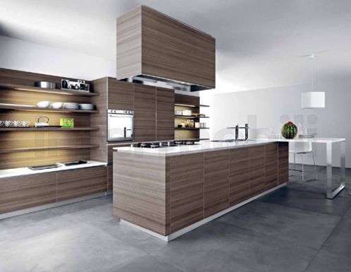 Кухня Ariel серо-кофейный тик