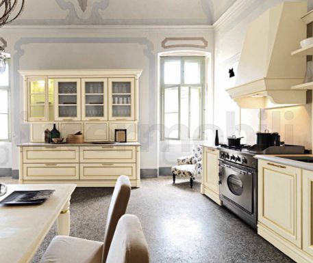 Кухня Elite белый шелк с позолотой