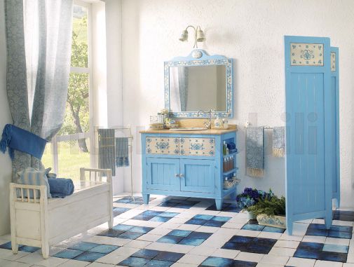 Деревянный комплект для ванной комнаты с керамическими плитами