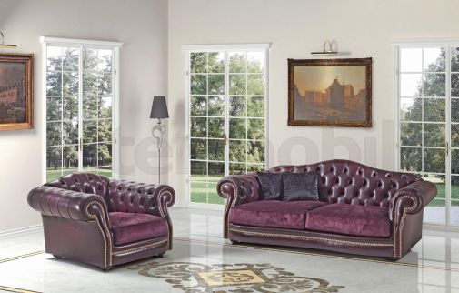 Диван с креслом в ярком цвете