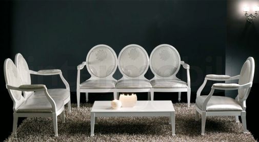 Диваны и кресло LUNA LARGE с медальонными спинками