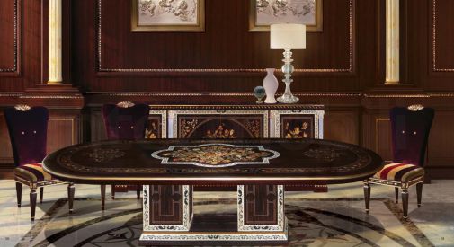 Элегантный набор для столовой с овальным столом.