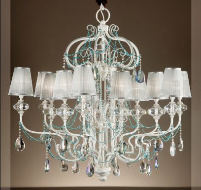 Люстра с хрустально-бирюзовым декором