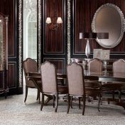 Гарнитур для столовой шоколадного оттенка.