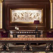 Гарнитур для столовой в глубоких оттенках.