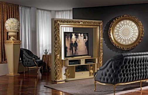 Гостиная с двусторонней стойкой под TV коллекции BAROQUE