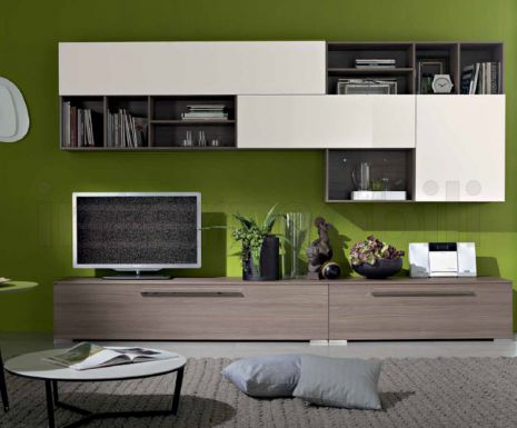 Стенка для гостиной со стеллажами