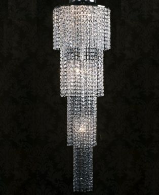 Люстра из цепочек с квадратными кристаллами