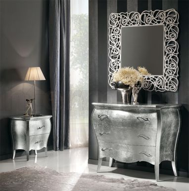 Комод и тумбочка FIOCCO в серебристой отделке