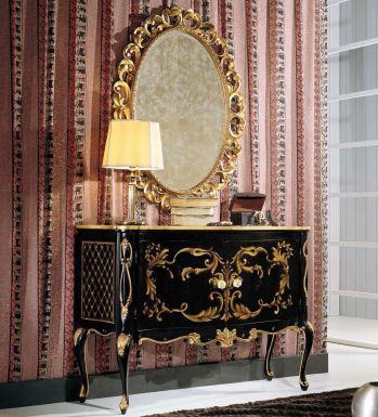 Комод с двумя дверками и овальное зеркало