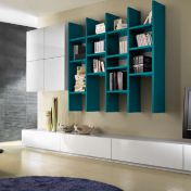 Комплект для гостиных NESTOS с яркой книжной полкой в матовом лаке