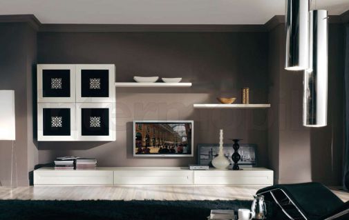 Композиция для гостиной Orchidea в черно-белом лаке