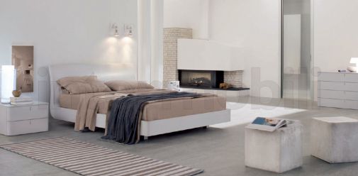 Композиция для спальни от Bimax с кроватью Scarlet в белом цвете