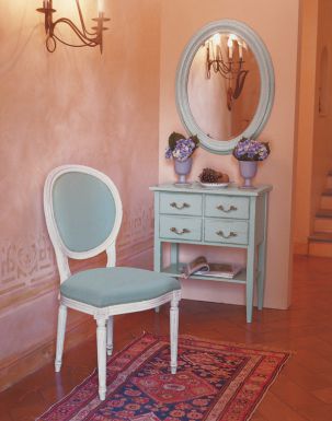 Консоль и зеркало в голубом лаке из коллекции Decor