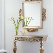 Консоль и зеркало в серебряном лаке