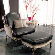 Кресло с пуфом CLIVIA, обитые черной кожей