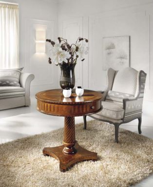 Круглый столик с одним ящиком