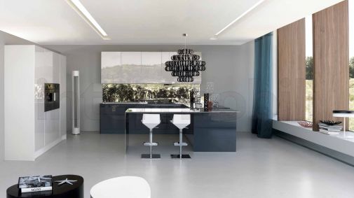 Кухня из коллекции Сontempora с глянцевым фасадом из закаленного стекла