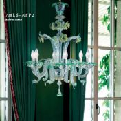 Люстра из зеленого и белого стекла