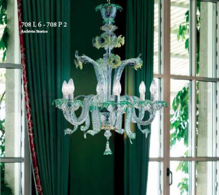 Люстра из зеленого и белого стекла