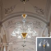 Люстра с центральной чашей из желтого стекла