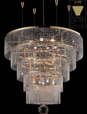 Люстра из прозрачных длинных подвесок