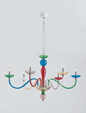 Люстра из цветного стекла
