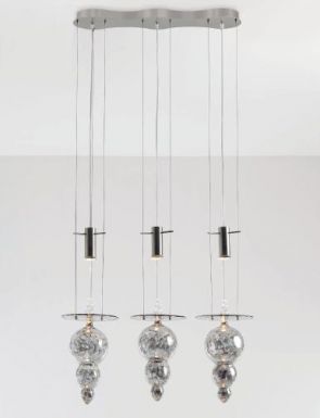 Люстра с тройным подвесом из стекла