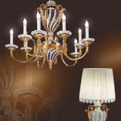 Люстра с десятью лампами и роскошная настольная лампа