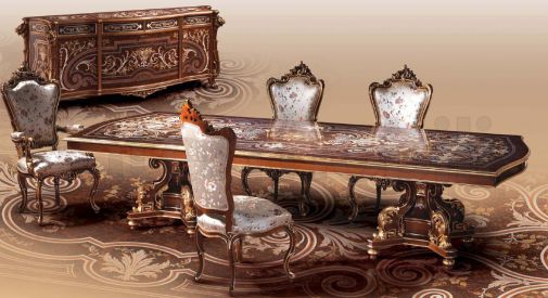 Мебельный набор для просторной столовой комнаты.