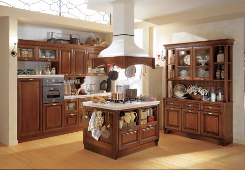 Модульный гарнитур для кухни в натуральном дереве из коллекции Sintonia