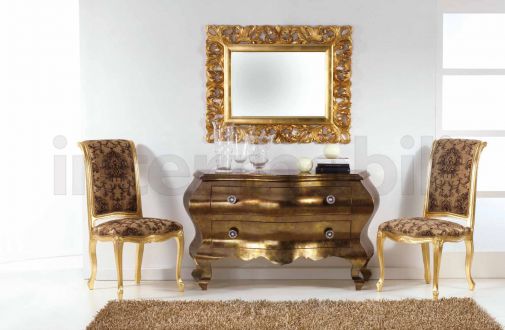 Набор для гостиной комнаты с комодом, мягкими стульями и зеркалом