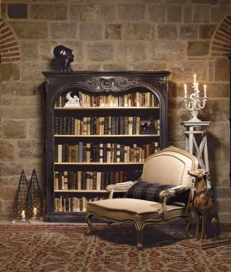 Набор для кабинета с большим стеллажом для книг и мягким креслом