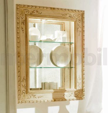 Настенная витрина с зеркальной задней панелью