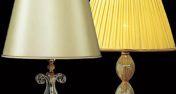 Настольная лампа с золотистым абажуром