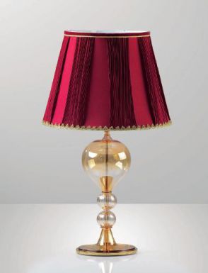 Настольная лампа с ярким абажуром