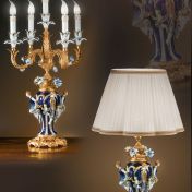 Настольные светильники в позолоченной отделке с фарфоровыми вставками