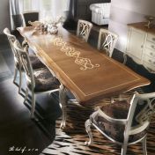 Обеденный стол с мягкими стульями