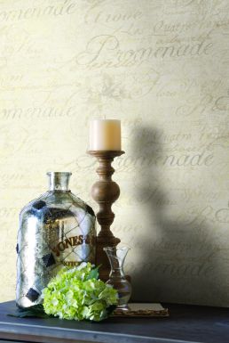 Обои с эффектом старины и надписями.