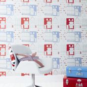 Обои What a Hoot с изображением домов для детской комнаты.