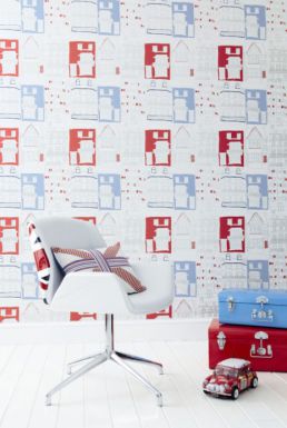 Обои What a Hoot с изображением домов для детской комнаты.