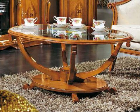 Овальный столик со стеклом