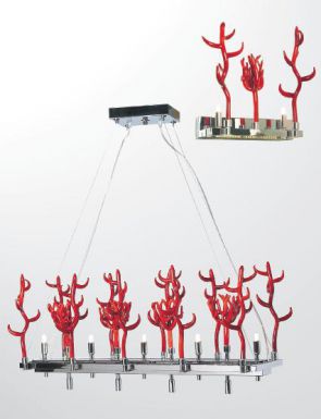 Подвесная люстра в красном цвете